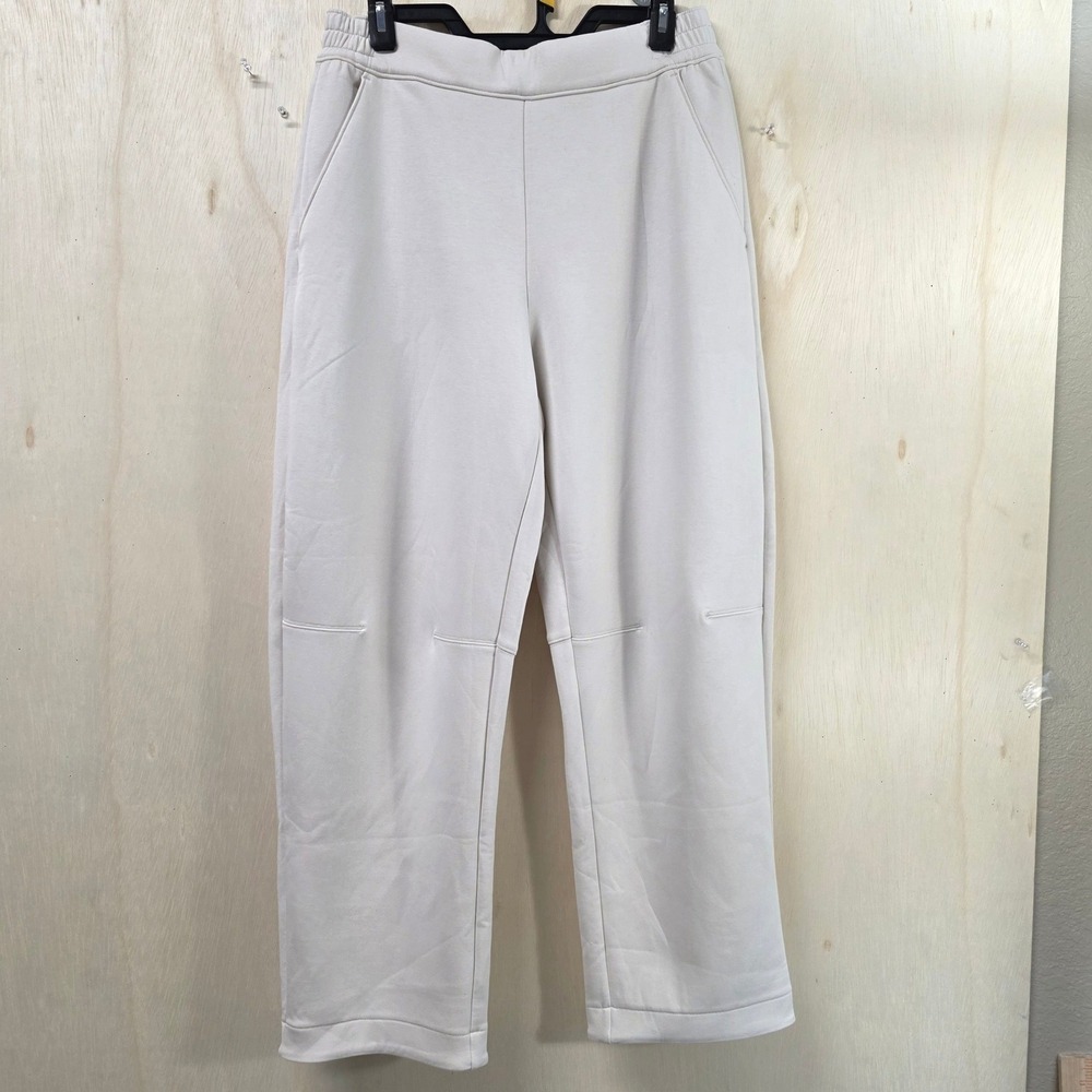 Athleta Balance Wide Leg Crop Pants Cream Off White Cotton Blend Size M